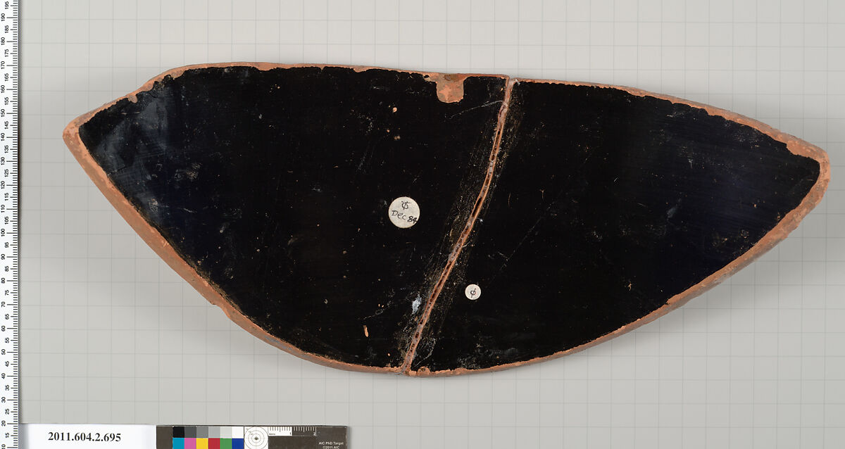 Terracotta fragment of a calyx-krater (bowl for mixing wine and water), Terracotta, Greek, Attic