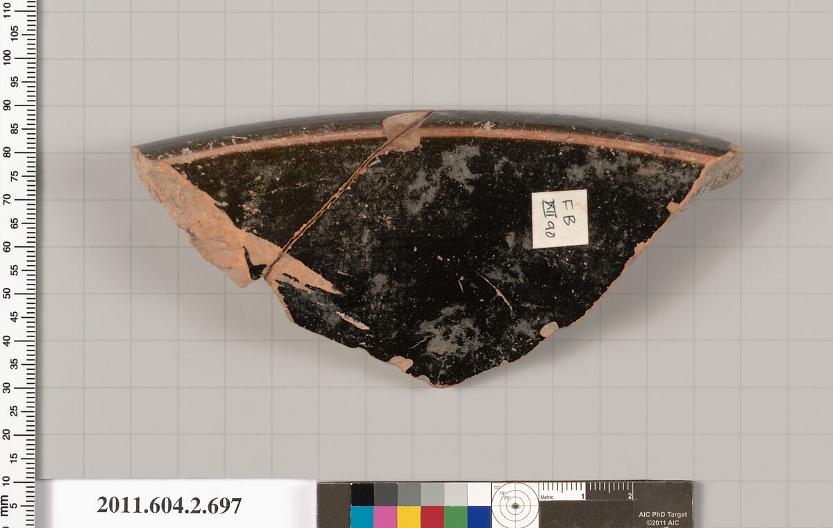 Terracotta fragment of a calyx-krater (bowl for mixing wine and water), Terracotta, Greek, Attic