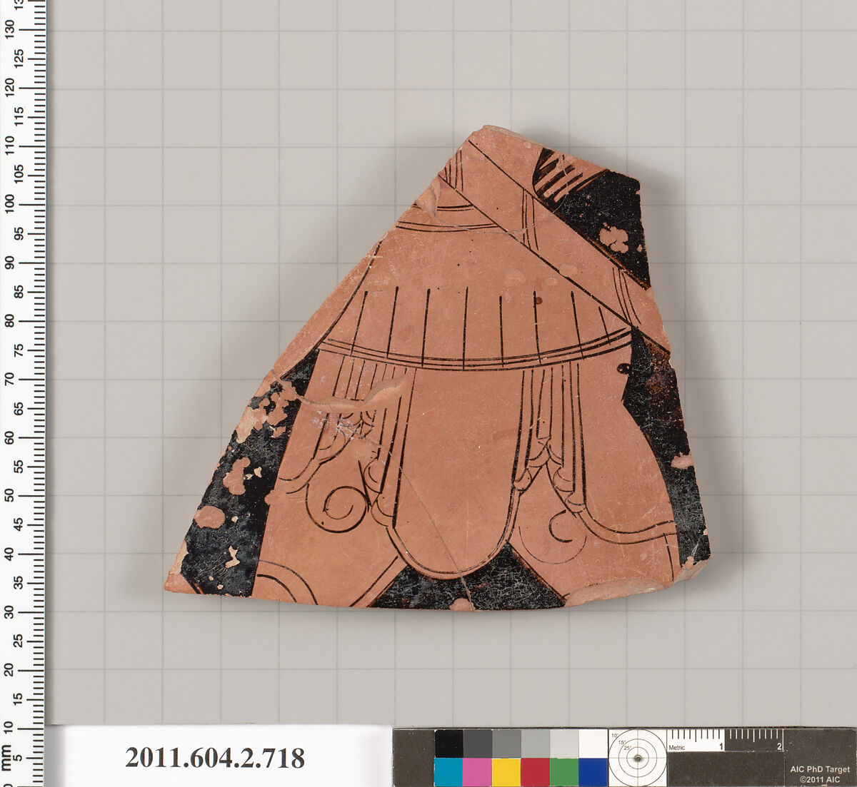 Terracotta fragment of a calyx-krater (bowl for mixing wine and water), Terracotta, Greek, Attic 