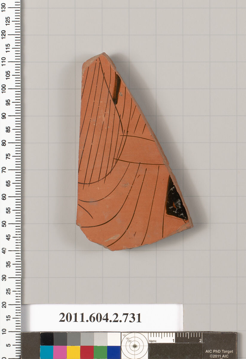 Terracotta fragment of a calyx-krater (bowl for mixing wine and water), Terracotta, Greek, Attic