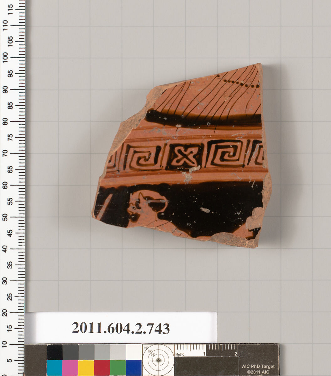 Terracotta fragment of a calyx-krater (bowl for mixing wine and water), Terracotta, Greek, Attic 