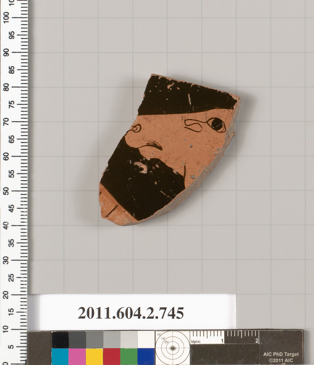 Terracotta fragment of a calyx-krater (bowl for mixing wine and water), Terracotta, Greek, Attic 