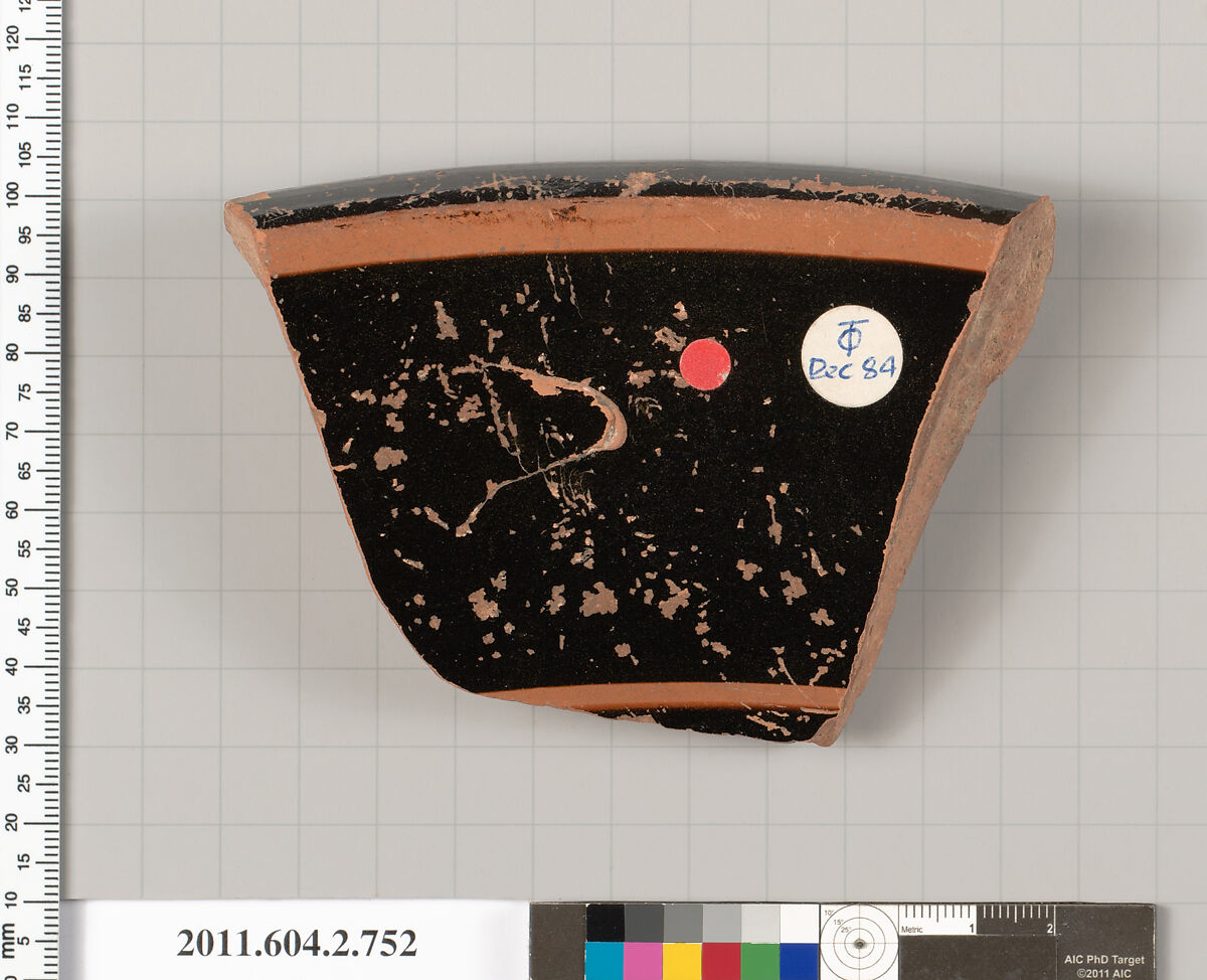 Terracotta fragment of a calyx-krater (bowl for mixing wine and water), Terracotta, Greek, Attic