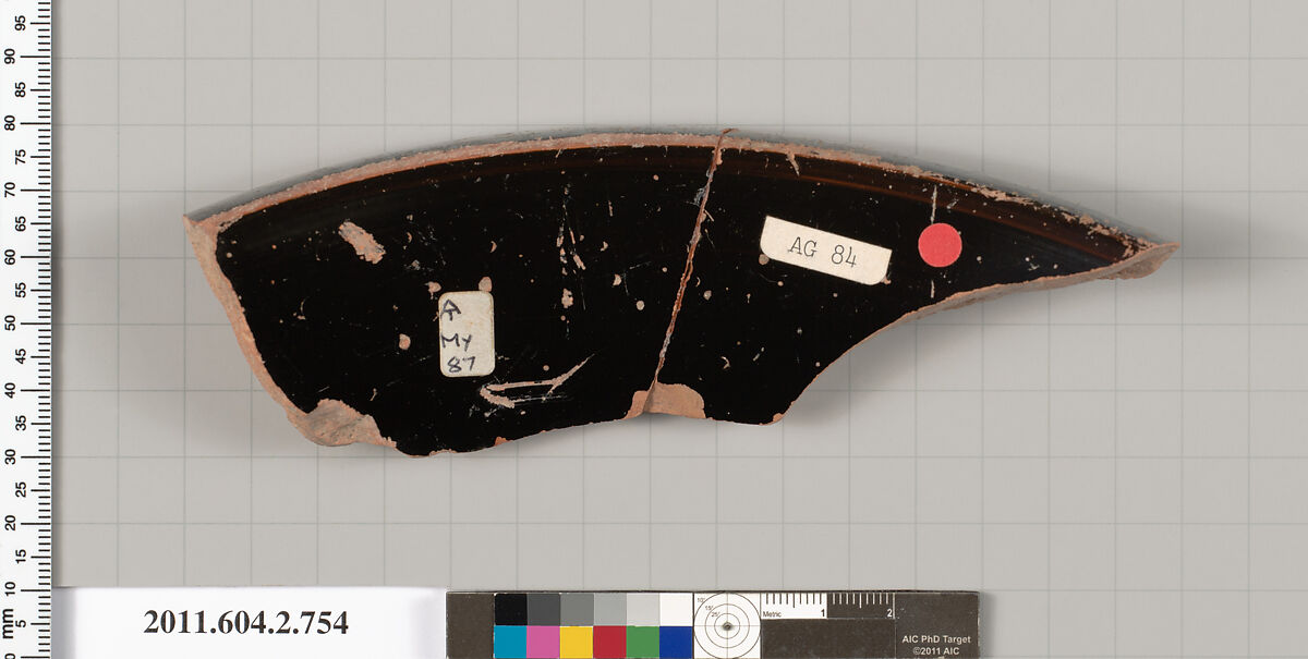 Terracotta fragment of a calyx-krater (bowl for mixing wine and water), Terracotta, Greek, Attic