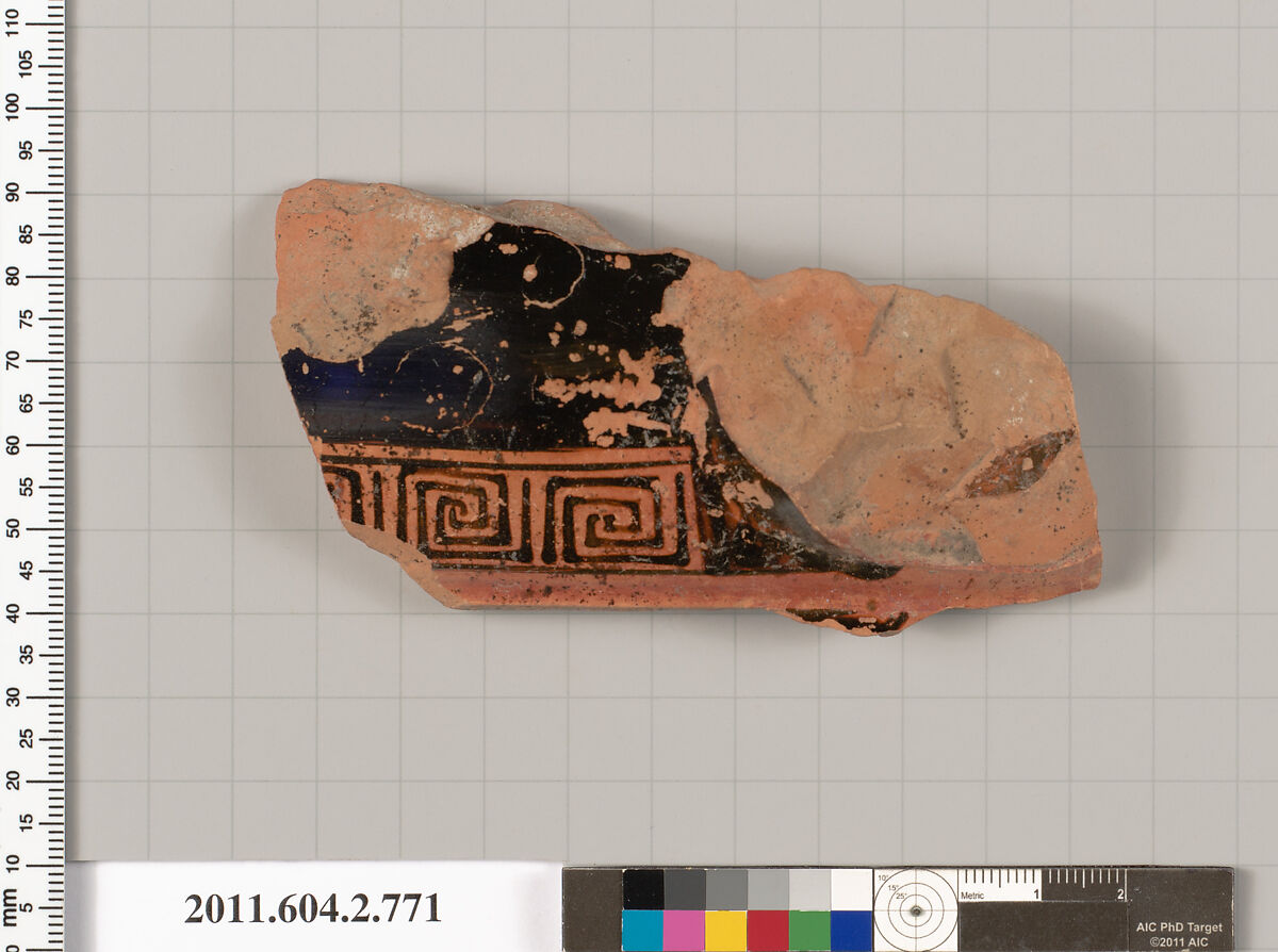 Terracotta fragment of a calyx-krater (bowl for mixing wine and water), Terracotta, Greek, Attic 