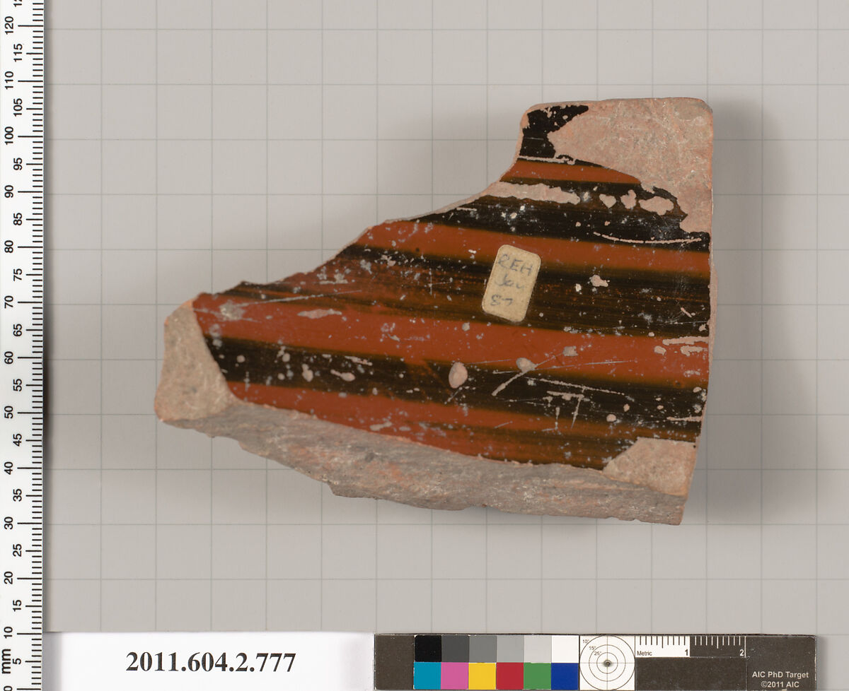 Terracotta fragment of a calyx-krater (bowl for mixing wine and water), Terracotta, Greek, Attic