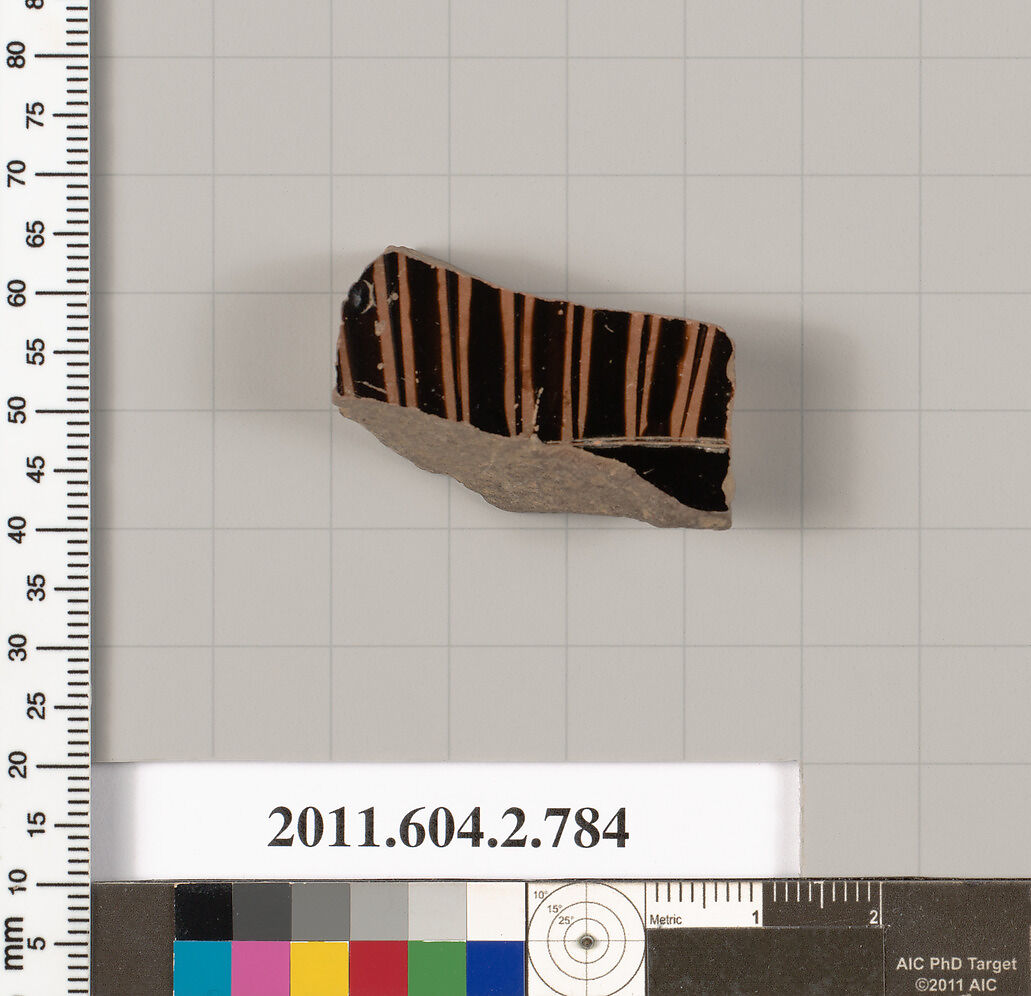 Terracotta fragment of a calyx-krater (bowl for mixing wine and water), Terracotta, Greek, Attic 
