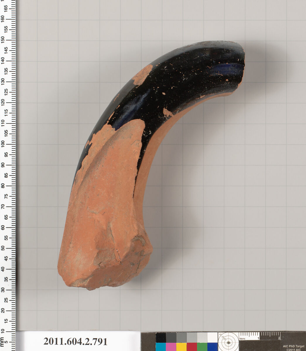 Terracotta fragment of a calyx-krater (bowl for mixing wine and water), Terracotta, Greek, Attic