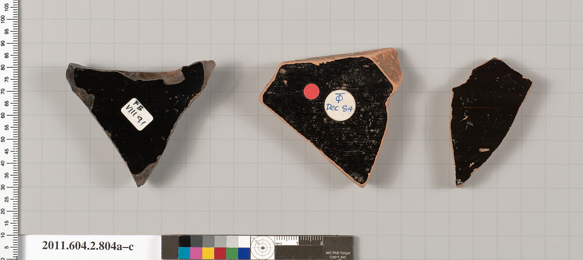 Terracotta fragments of calyx-kraters (bowls for mixing wine and water), Terracotta, Greek, Attic