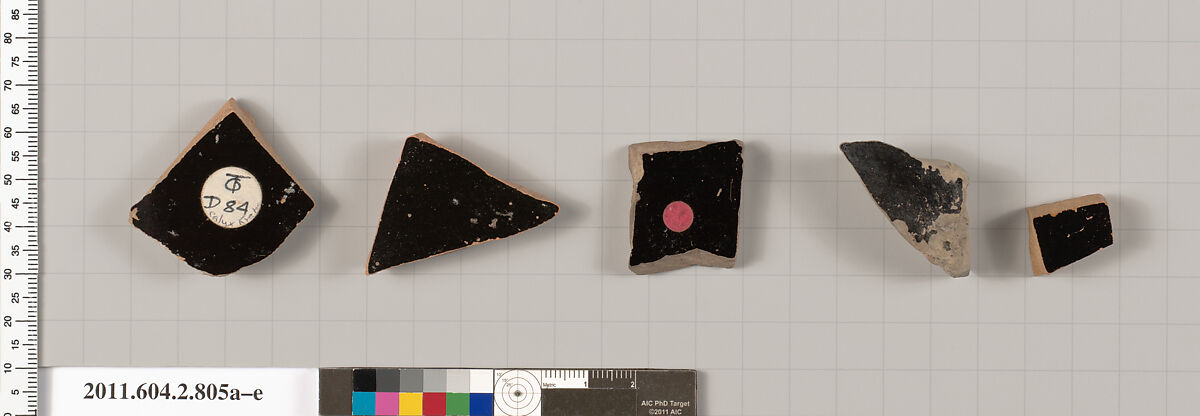 Terracotta fragments of calyx-kraters (bowls for mixing wine and water), Terracotta, Greek, Attic