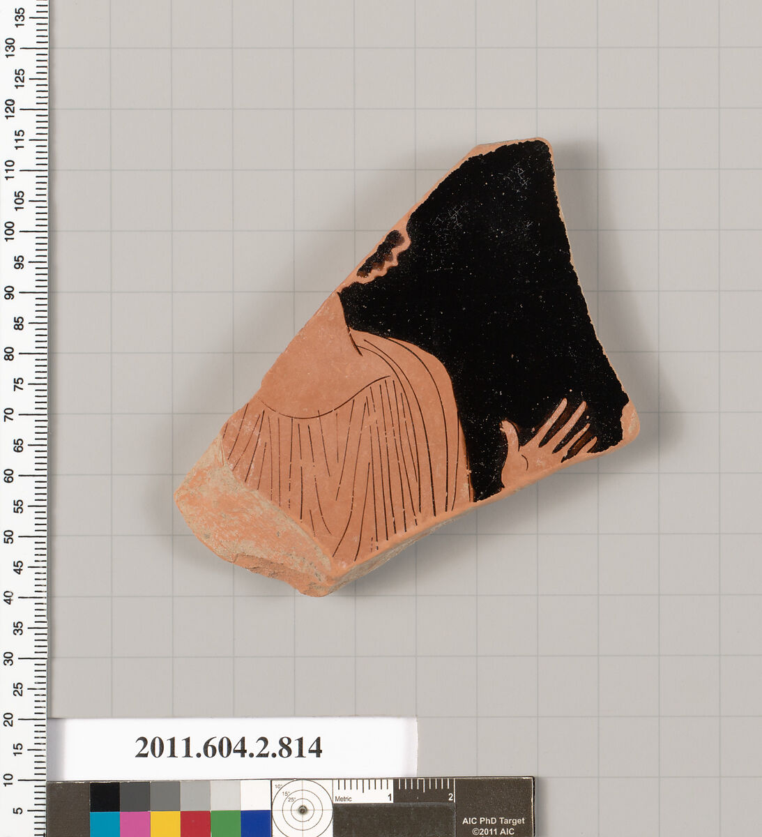 Terracotta fragment of a bell-krater (bowl for mixing wine and water), Terracotta, Greek, Attic 