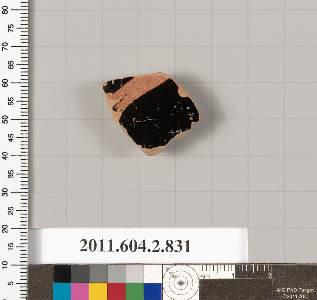 Terracotta fragment of a bell-krater (bowl for mixing wine and water), Terracotta, Greek, Attic 