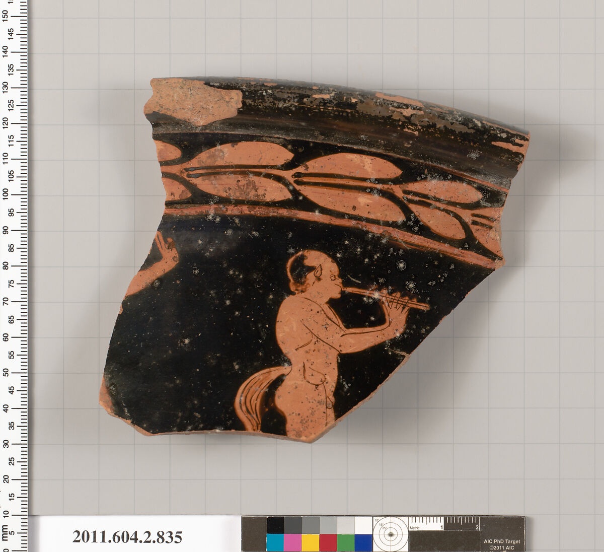 Terracotta fragment of a bell-krater (bowl for mixing wine and water), Terracotta, Greek, Attic 