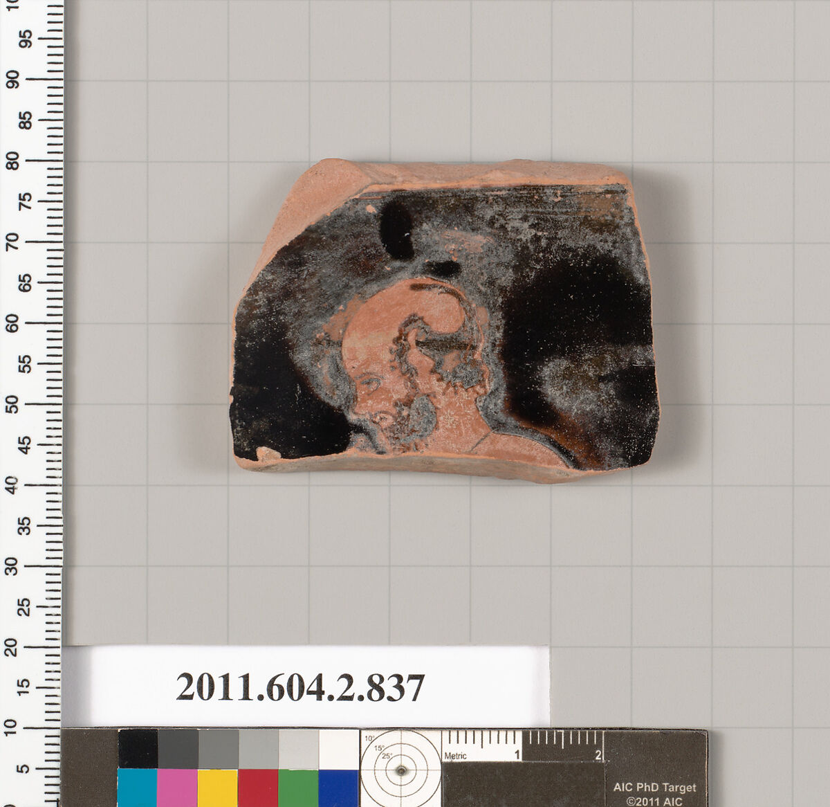 Terracotta fragment of a bell-krater (bowl for mixing wine and water), Terracotta, Greek, Attic 