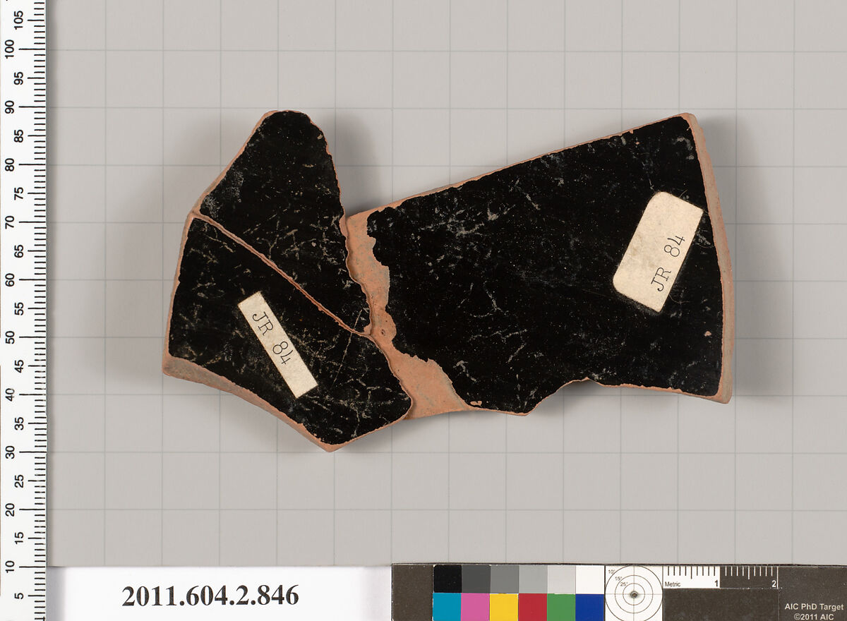 Terracotta fragment of a bell-krater (bowl for mixing wine and water), Terracotta, Greek, Attic