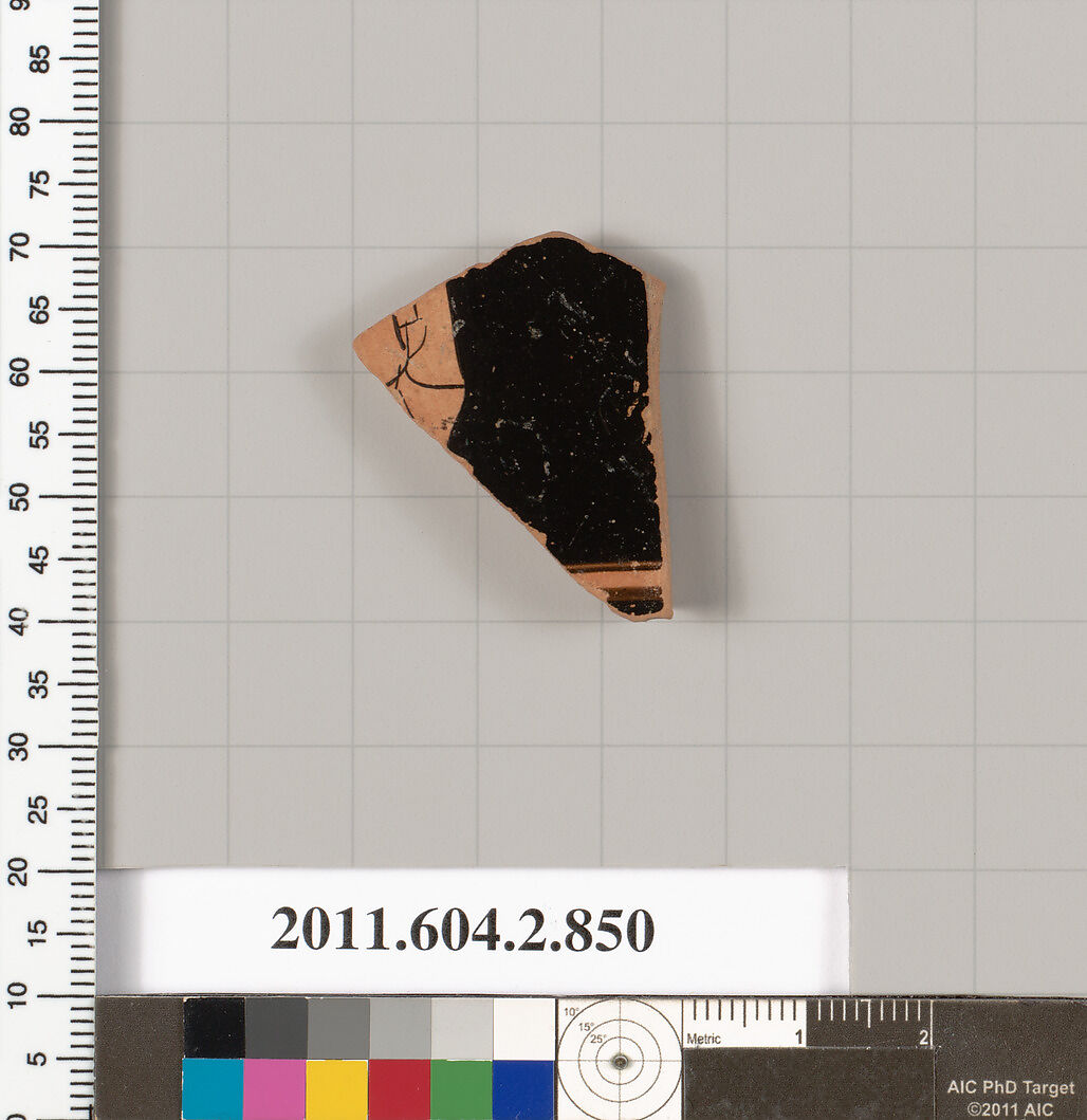 Terracotta fragment of a bell-krater (bowl for mixing wine and water), Terracotta, Greek, Attic 