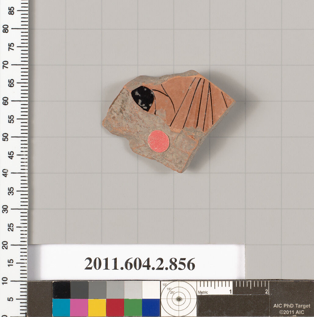 Terracotta fragment of a bell-krater (bowl for mixing wine and water), Terracotta, Greek, Attic 
