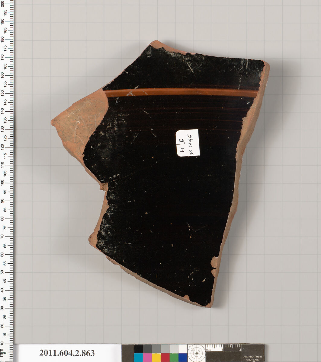 Terracotta fragment of a bell-krater (bowl for mixing wine and water), Terracotta, Greek, Attic