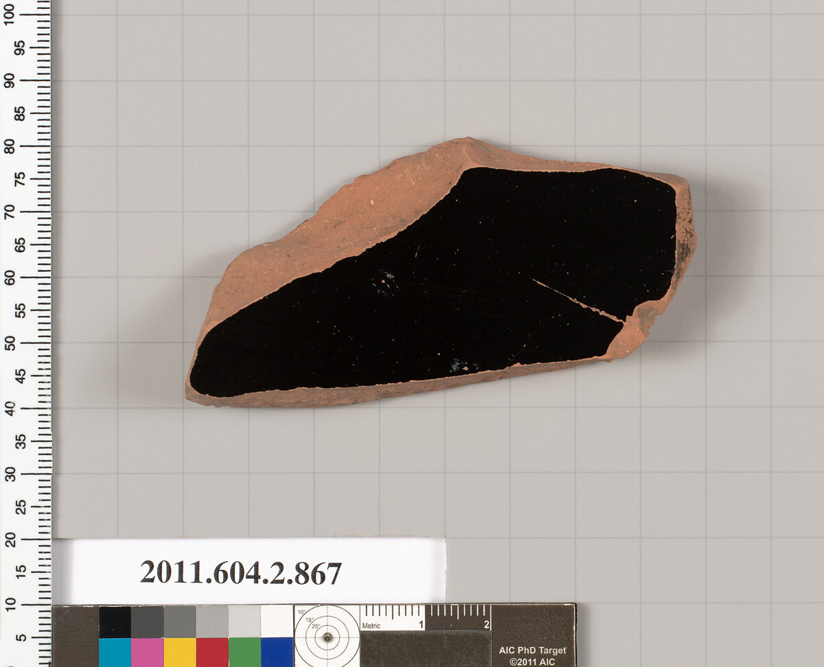 Terracotta fragment of a bell-krater (bowl for mixing wine and water), Terracotta, Greek, Attic