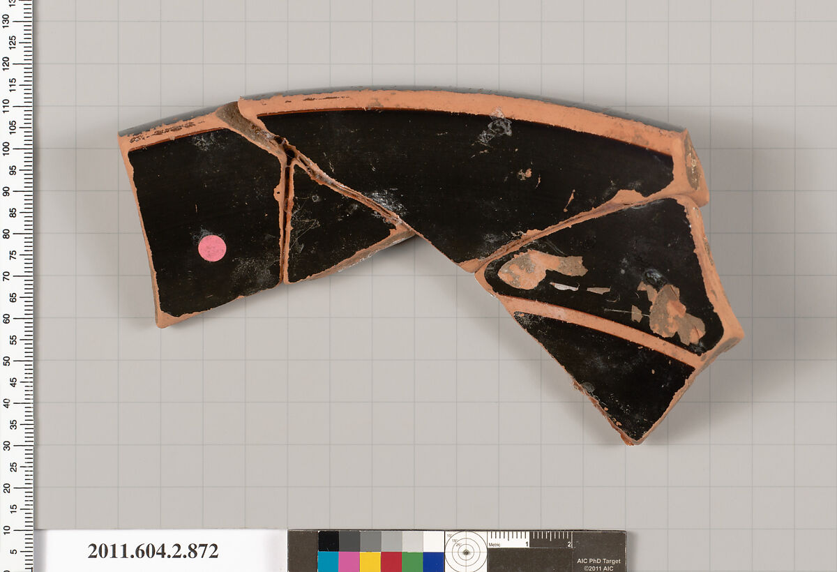 Terracotta fragment of a bell-krater (bowl for mixing wine and water), Terracotta, Greek, Attic