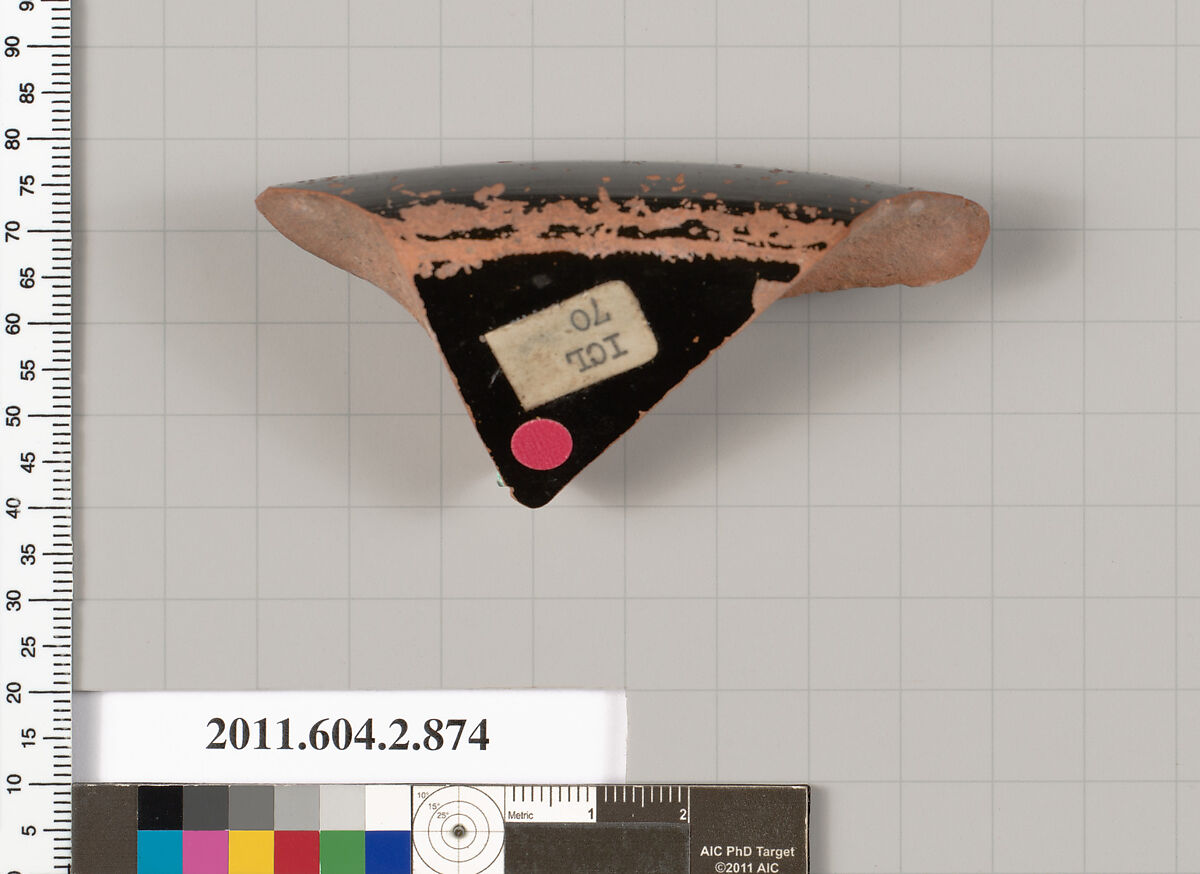 Terracotta fragment of a bell-krater (bowl for mixing wine and water), Terracotta, Greek, Attic