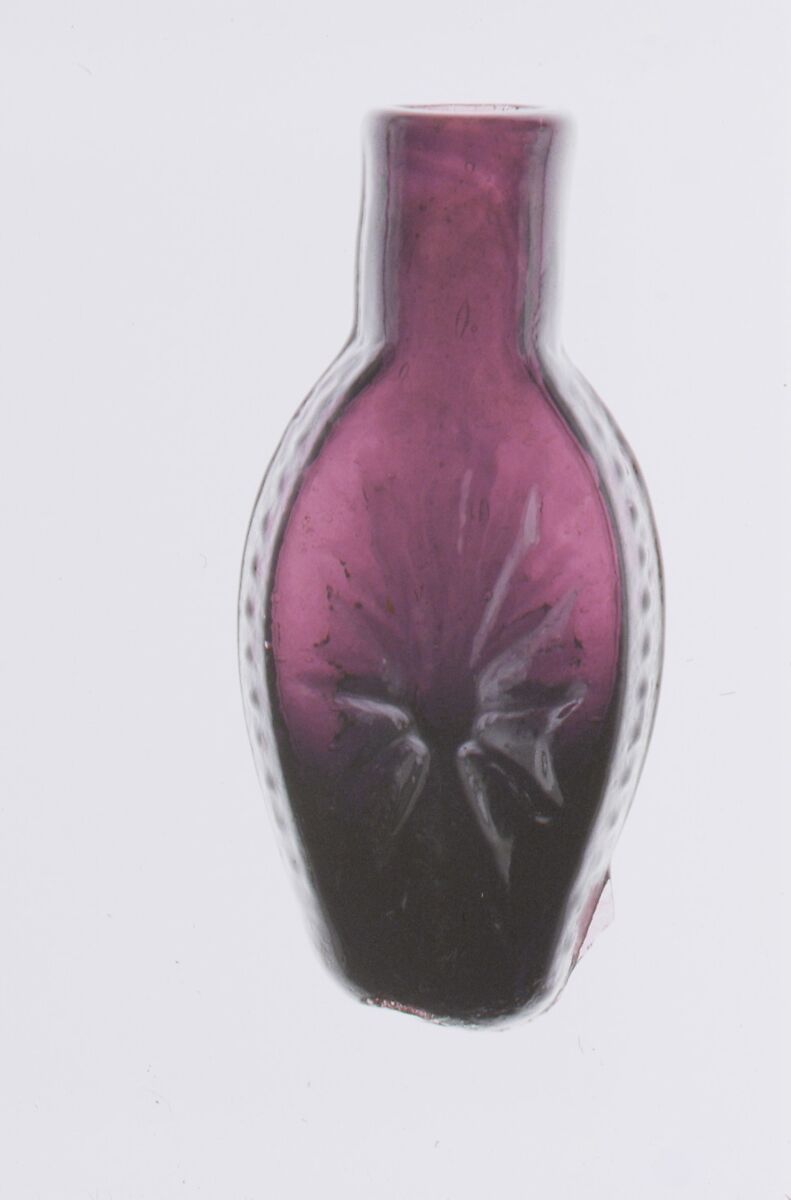 Scent Bottle, Blown pattern-molded glass, American 