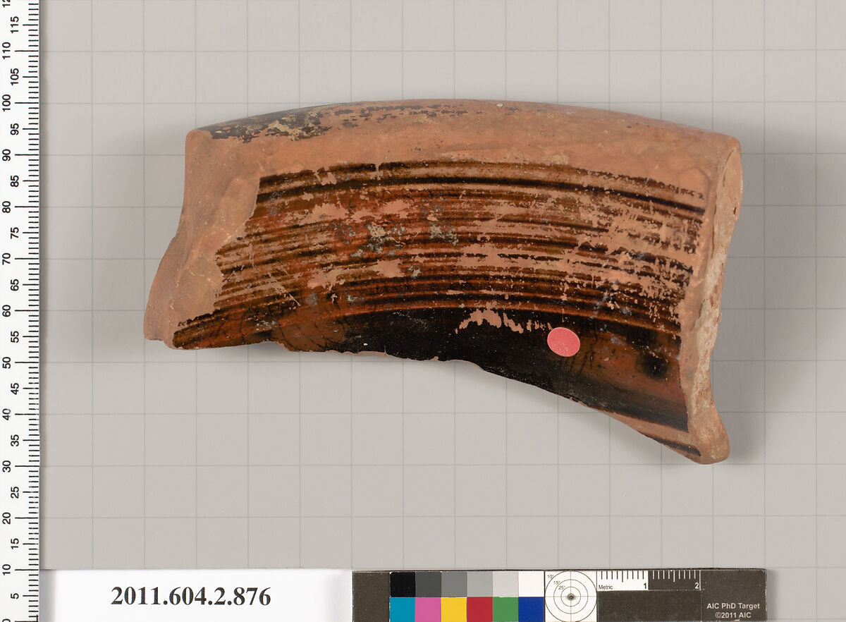 Terracotta fragment of a bell-krater (bowl for mixing wine and water), Terracotta, Greek, Attic