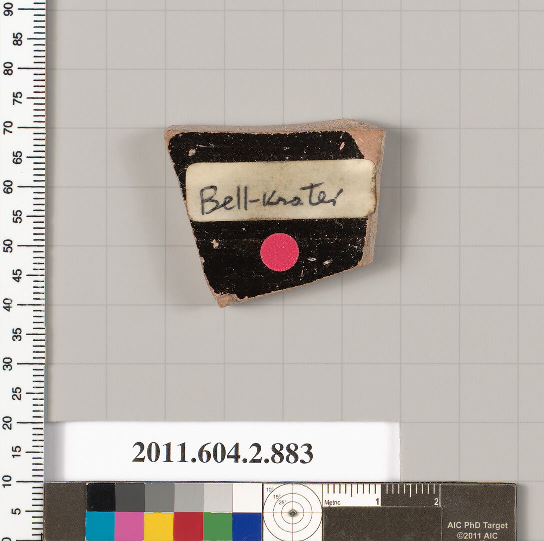 Terracotta fragment of a bell-krater (bowl for mixing wine and water), Terracotta, Greek, Attic