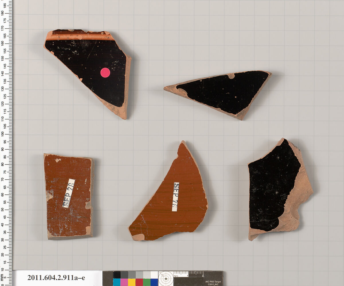 Terracotta fragments of bell-kraters (bowls for mixing wine and water)?, Terracotta, Greek, Attic