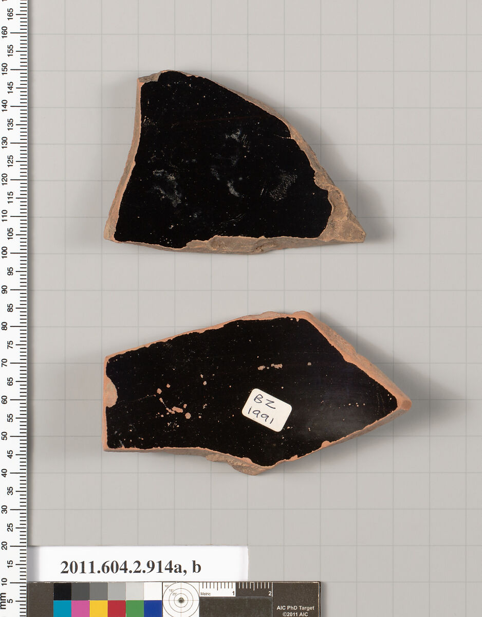 Terracotta fragments of bell-kraters (bowls for mixing wine and water)?, Terracotta, Greek, Attic