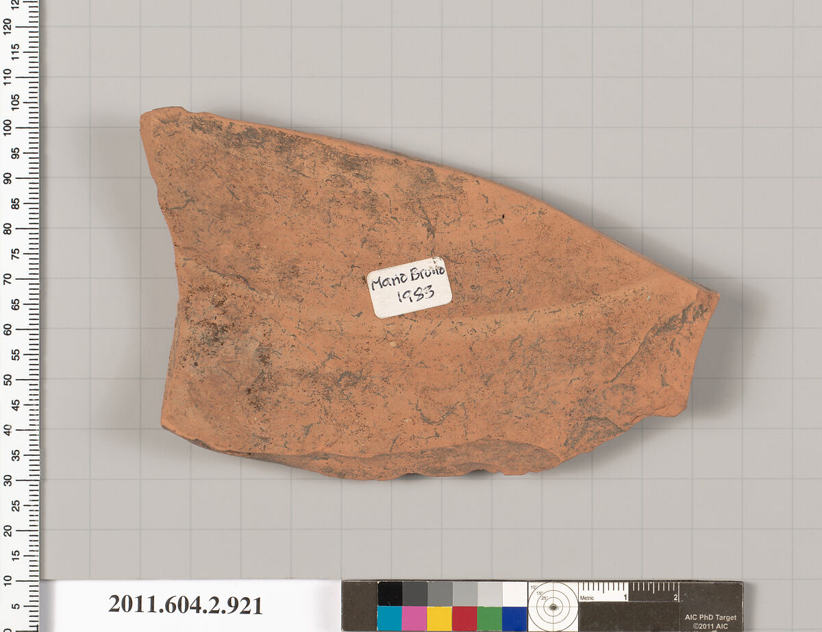 Terracotta fragment of a hydria: kalpis (water jar), Terracotta, Greek, Attic