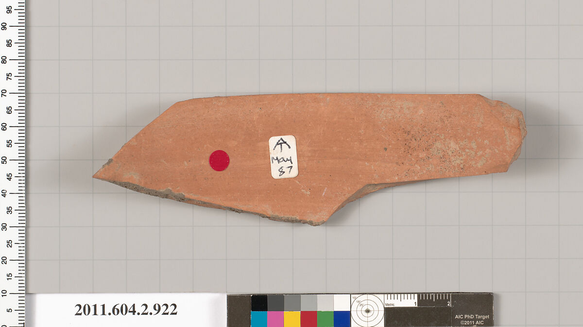 Terracotta fragment of a hydria: kalpis (water jar), Terracotta, Greek, Attic