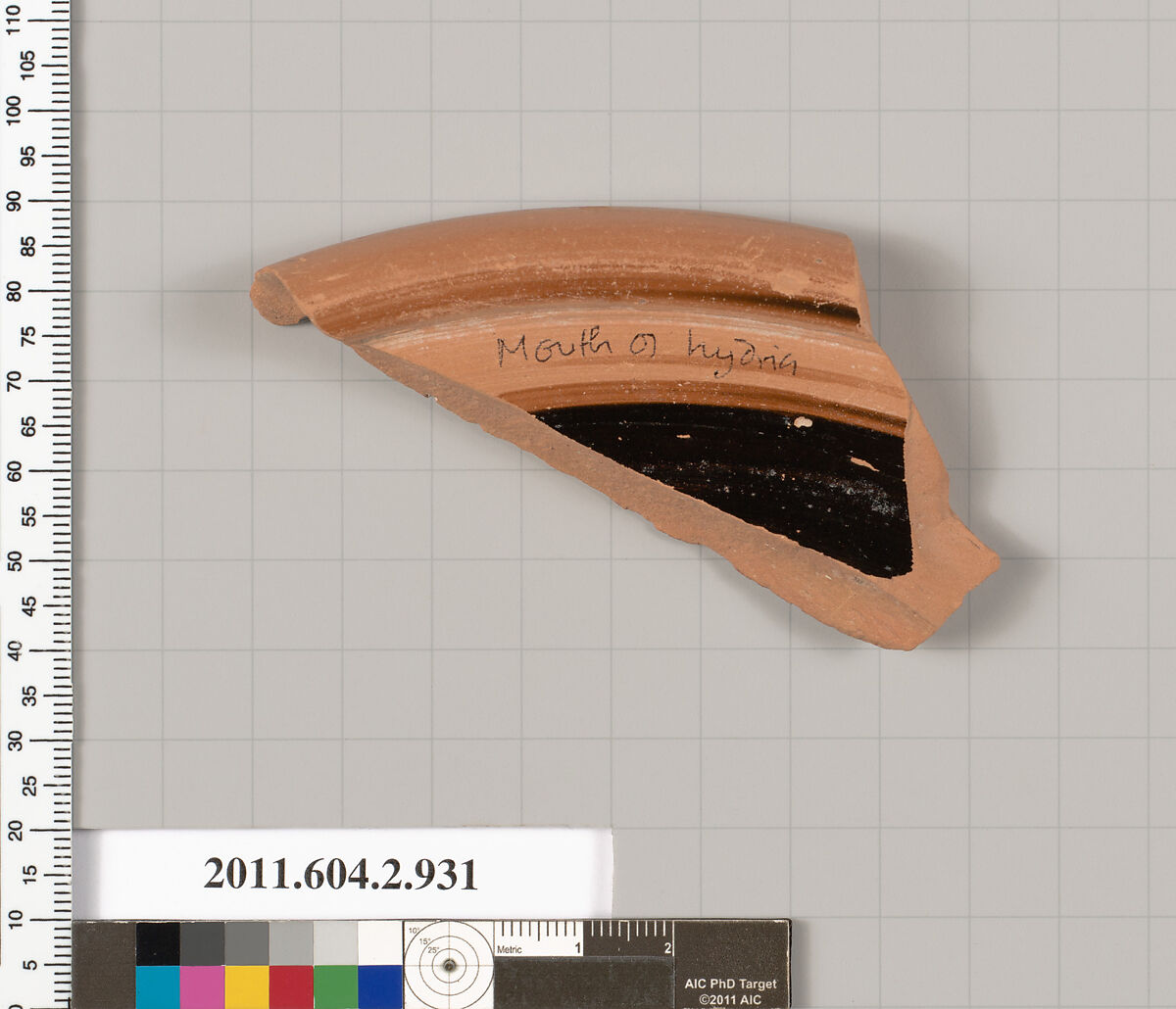 Terracotta fragment of a hydria (water jar), Terracotta, Greek, Attic