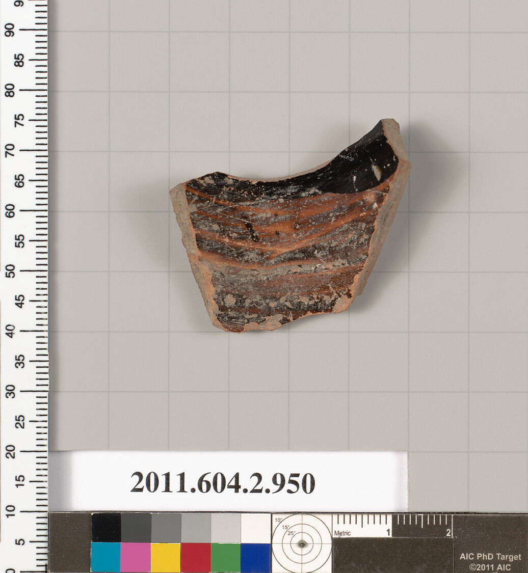Terracotta fragment of an oinochoe (jug), Terracotta, Greek, Attic
