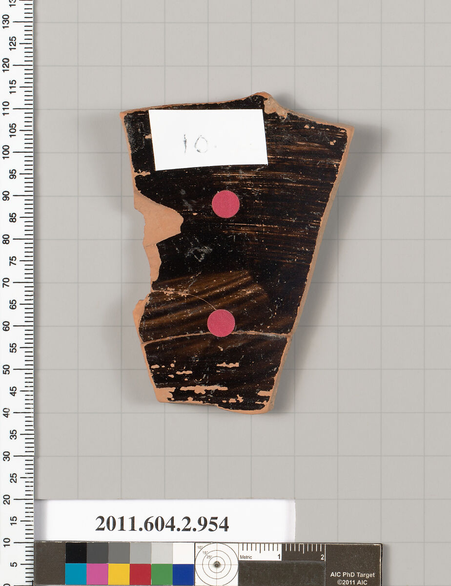 Terracotta fragment of an oinochoe (jug), Terracotta, Greek, Attic