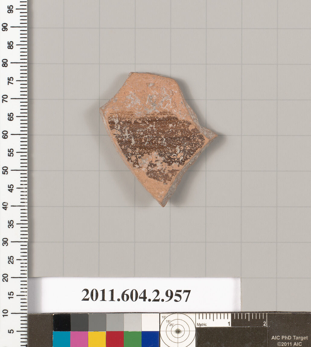 Terracotta fragment of an oinochoe (jug), Terracotta, Greek, Attic