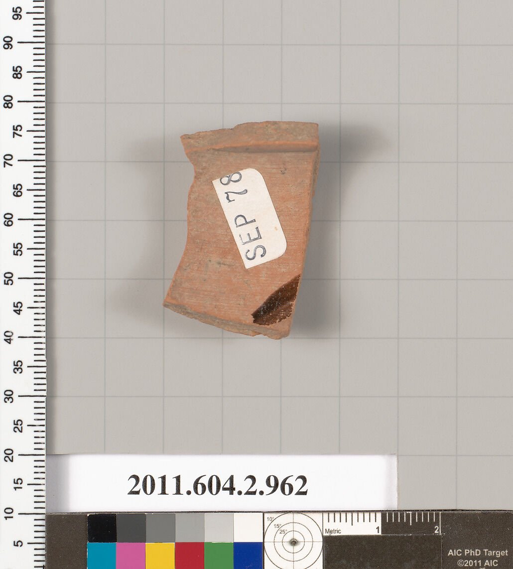 Terracotta fragment of an oinochoe: chous (jug), Terracotta, Greek, Attic