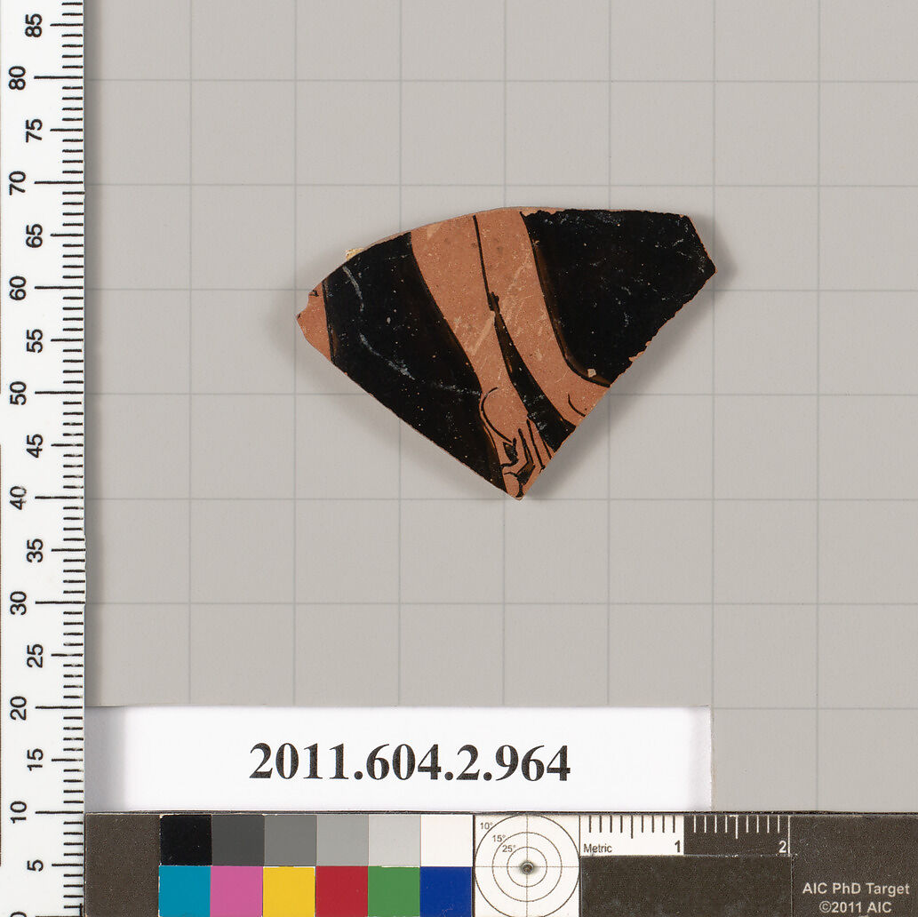 Terracotta fragment of an oinochoe (jug), Terracotta, Greek, Attic 