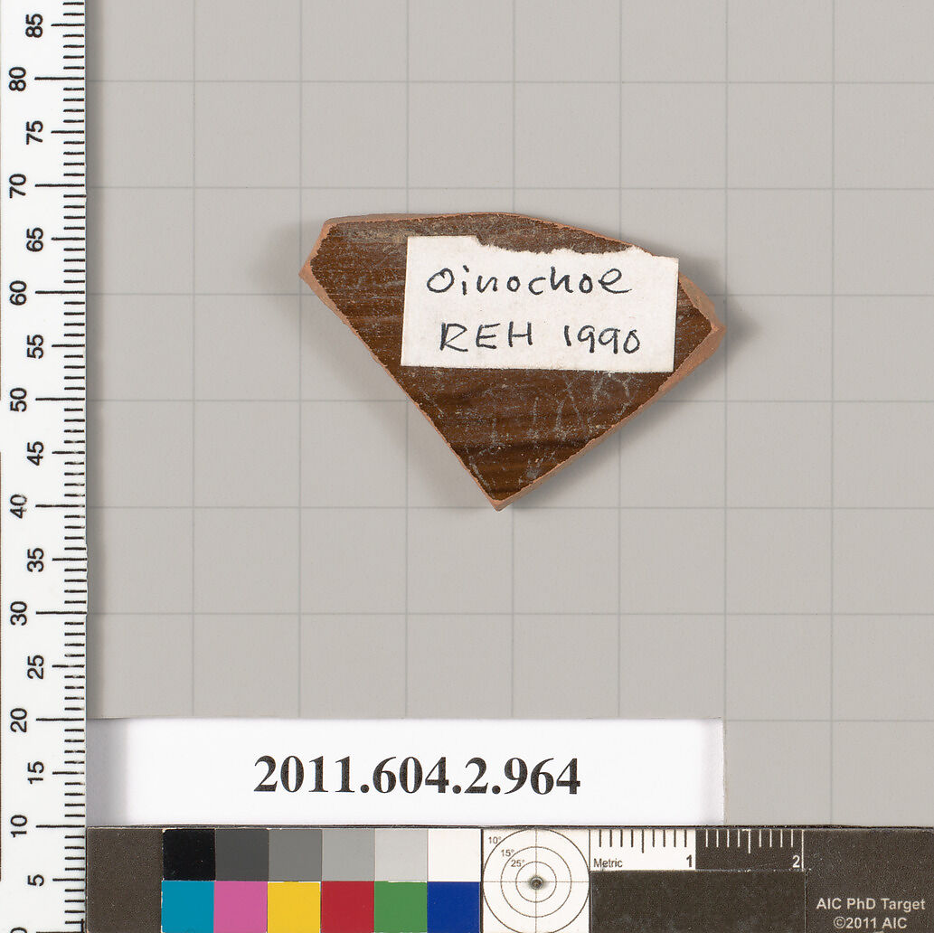 Terracotta fragment of an oinochoe (jug), Terracotta, Greek, Attic
