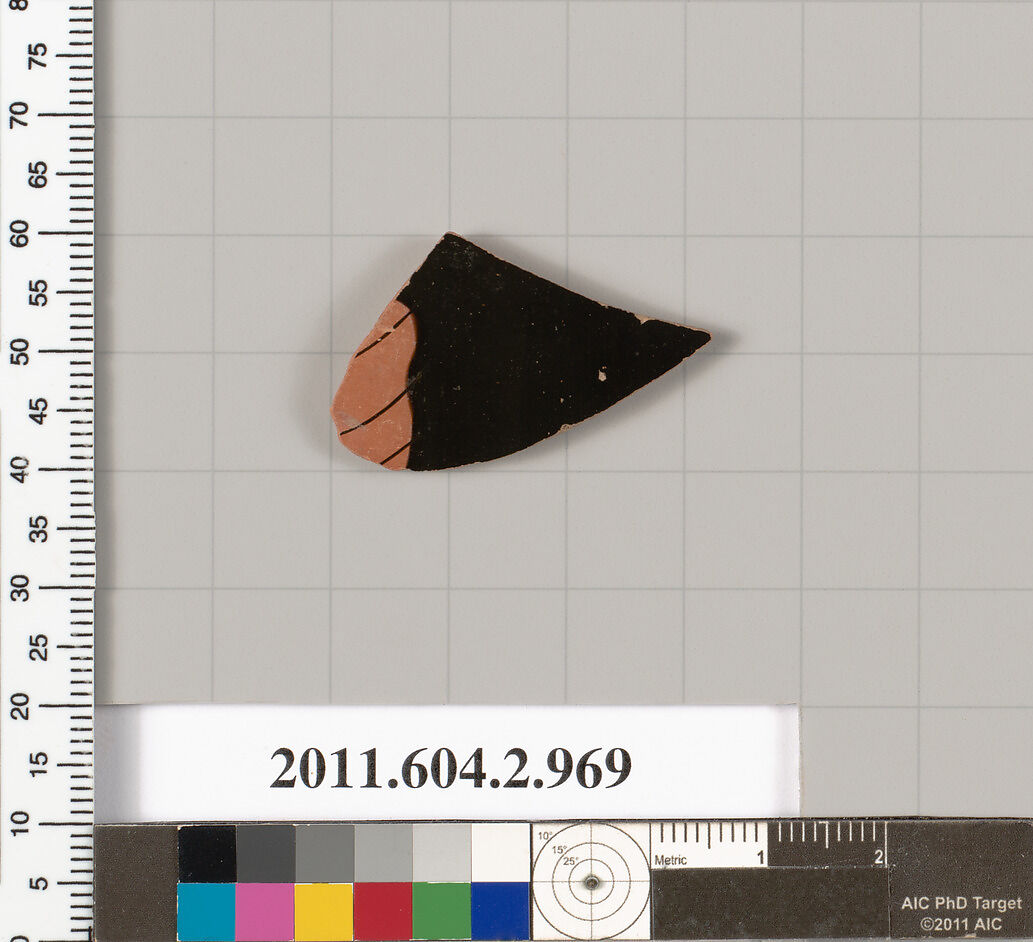Terracotta fragment of an oinochoe (jug), Terracotta, Greek, Attic 