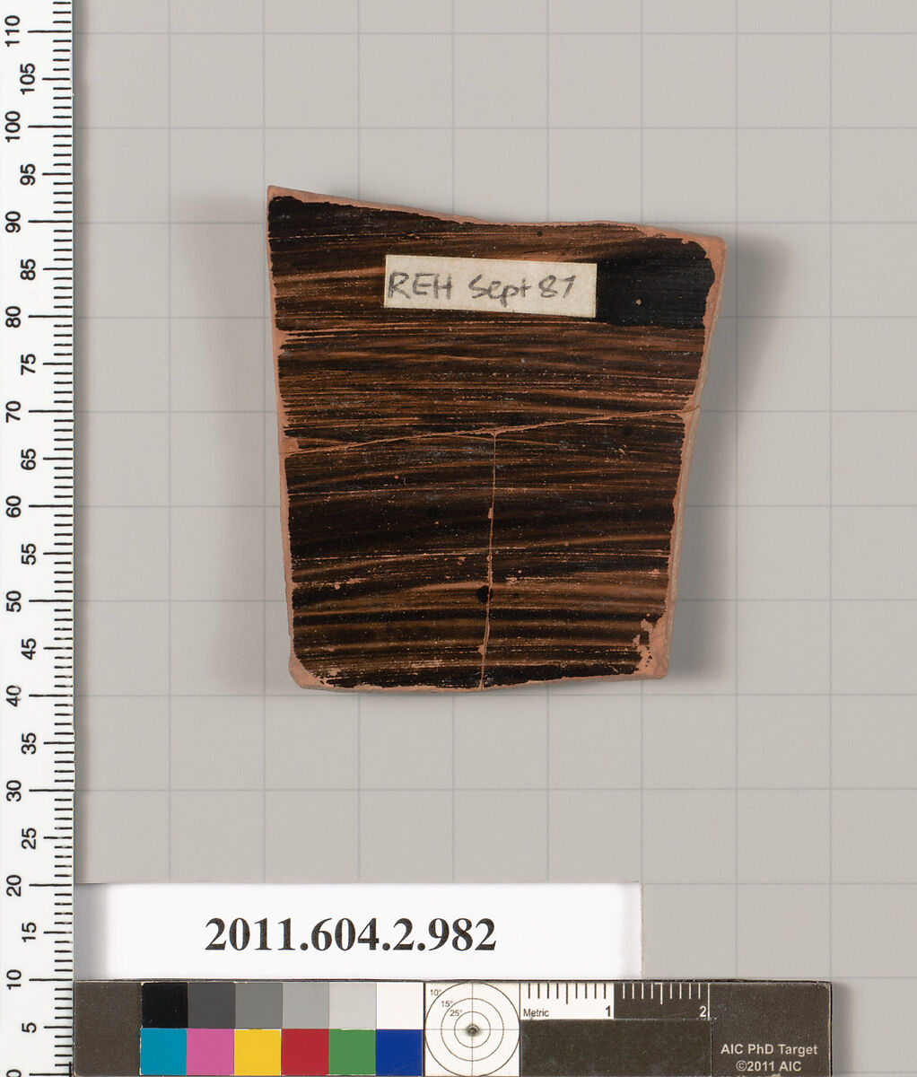 Terracotta fragment of an oinochoe: chous (jug), Terracotta, Greek, Attic