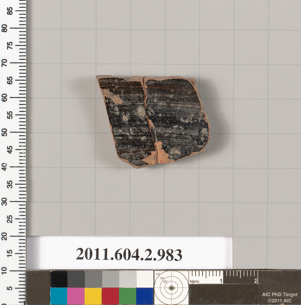 Terracotta fragment of an oinochoe (jug), Terracotta, Greek, Attic
