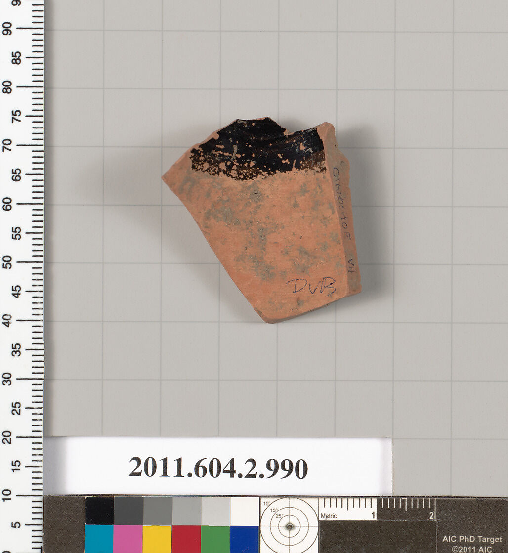 Terracotta fragment of an oinochoe (jug), Terracotta, Greek, Attic