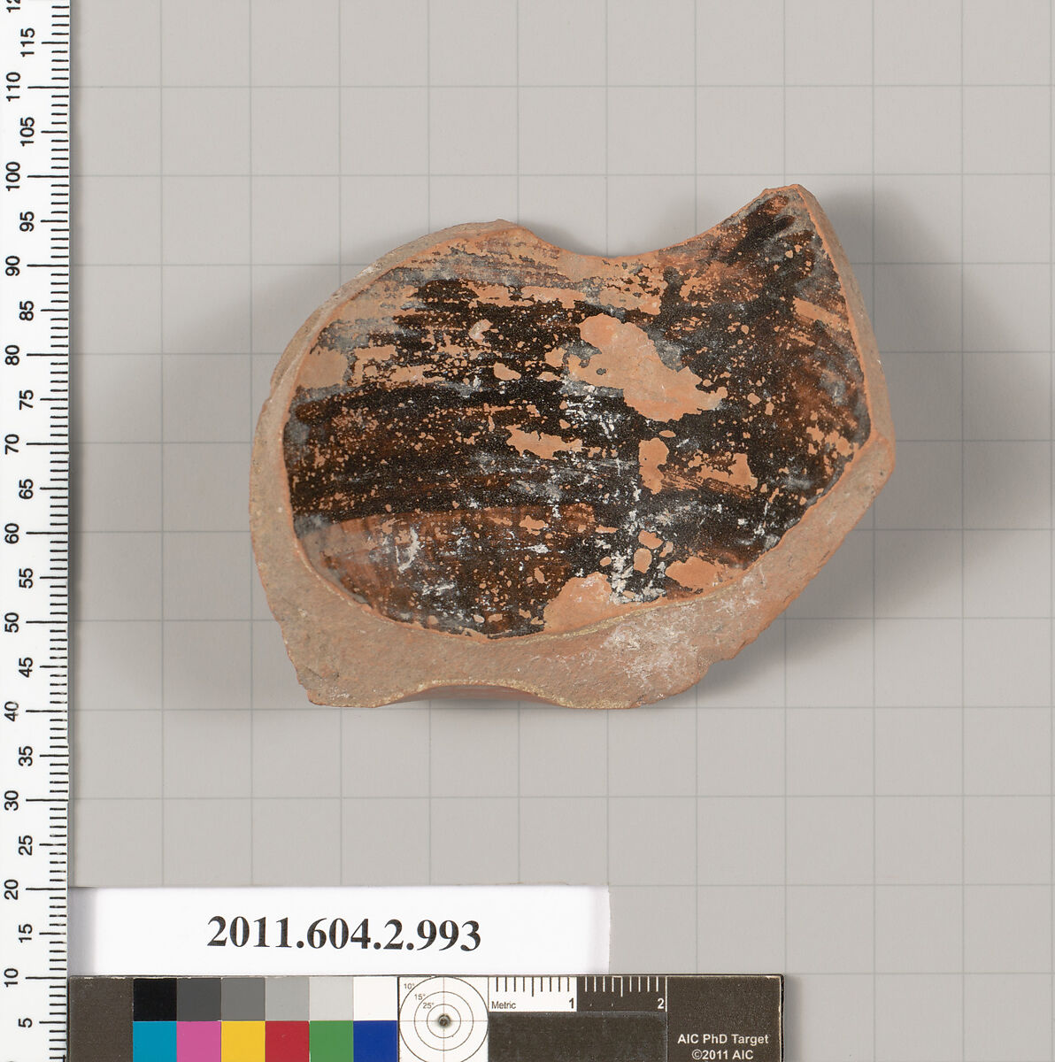 Terracotta fragment of an oinochoe: olpe (jug), Terracotta, Greek, Attic