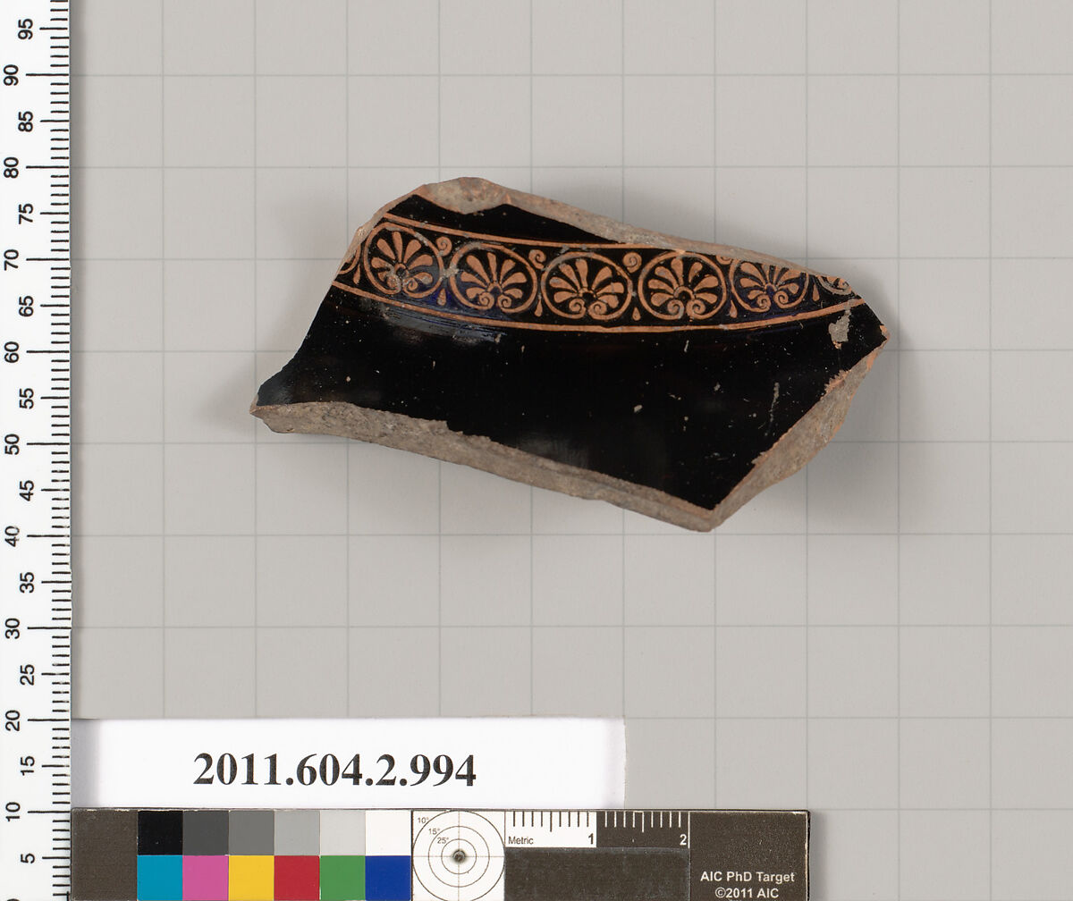 Terracotta fragment of an oinochoe: chous (jug), Terracotta, Greek, Attic 