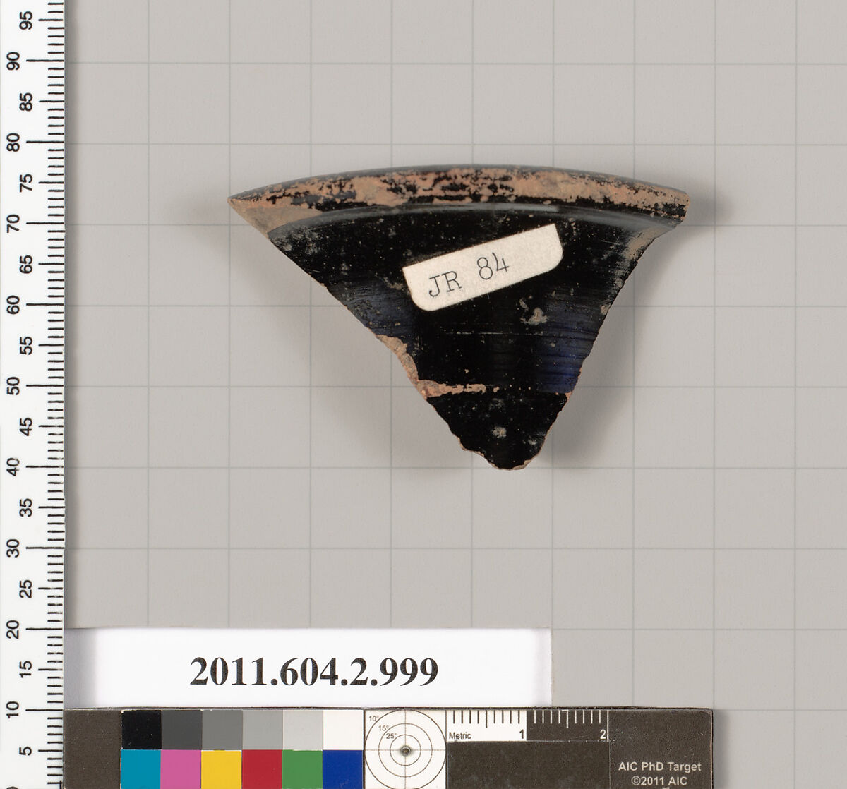 Terracotta fragment of an oinochoe: olpe (jug), Terracotta, Greek, Attic 