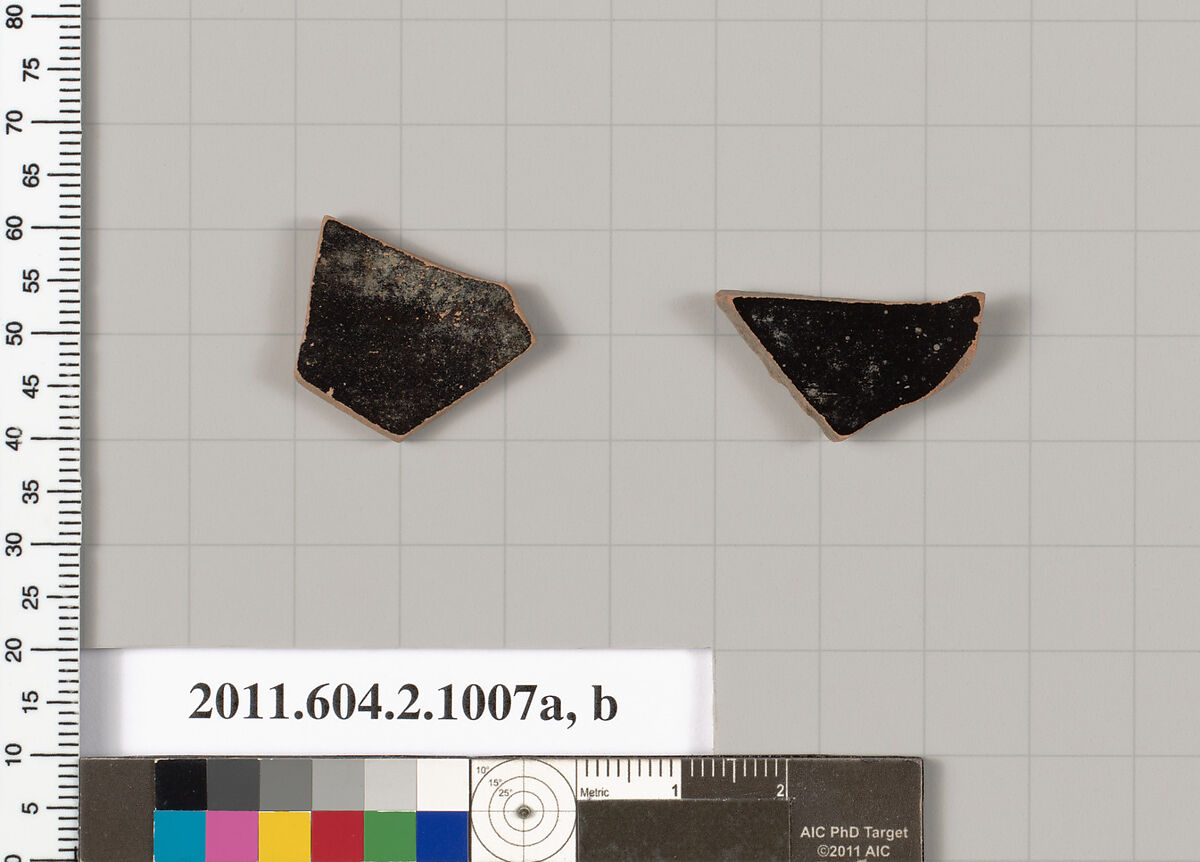 Terracotta fragments of oinochoai (jugs), Terracotta, Greek, Attic