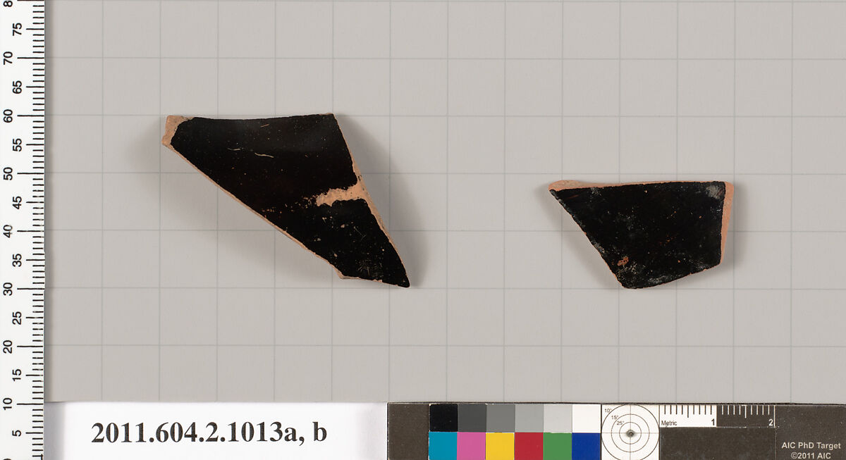 Terracotta fragments of oinochoai (jugs), Terracotta, Greek, Attic 