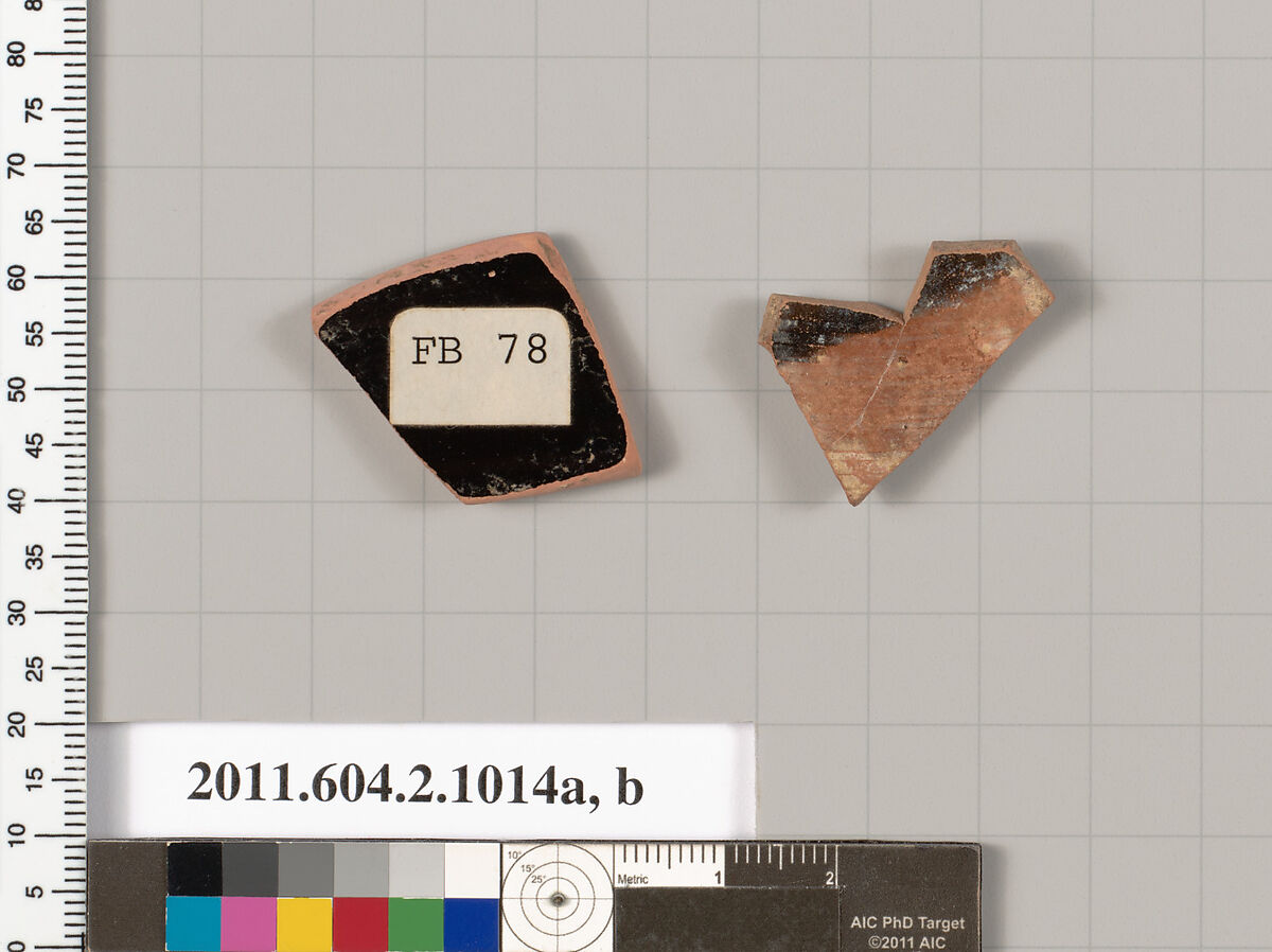 Terracotta fragments of oinochoai (jugs), Terracotta, Greek, Attic