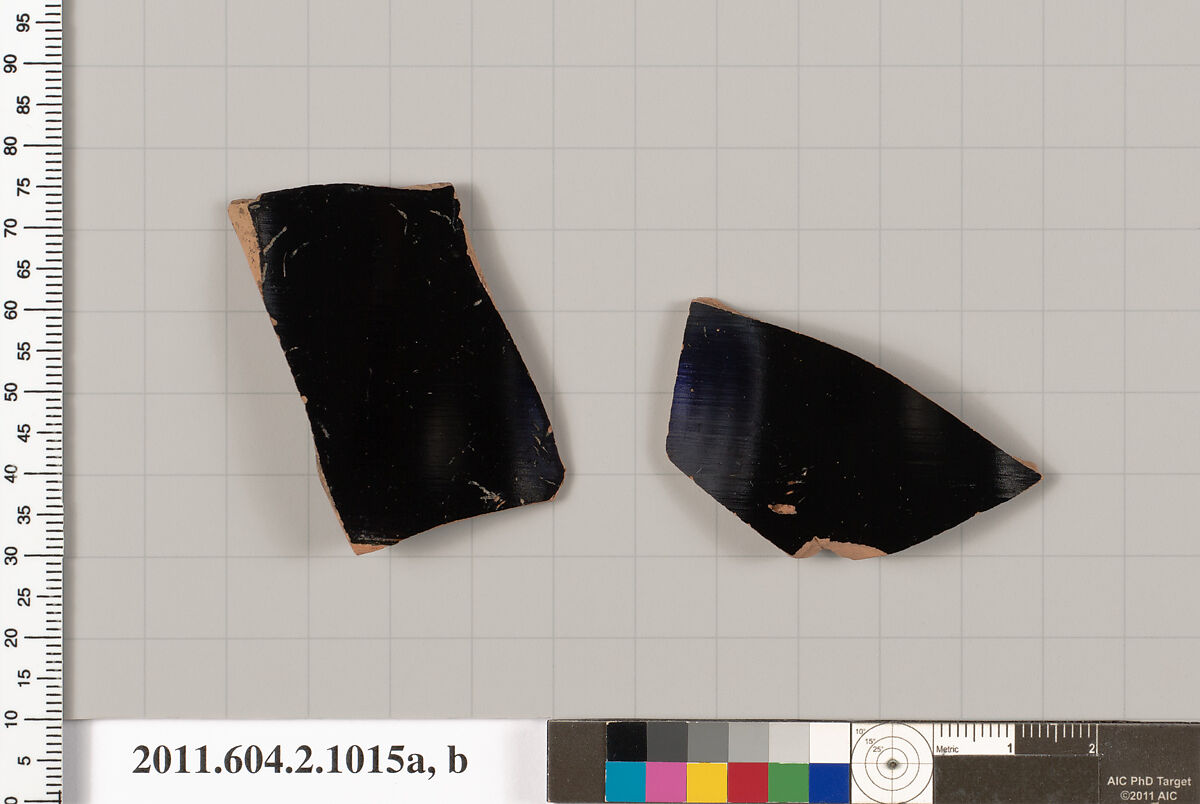 Terracotta fragments of oinochoai (jugs), Terracotta, Greek, Attic 